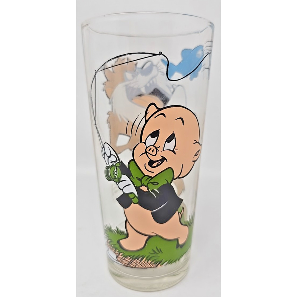 1976 Warner Bros Inc Looney Tunes Pepsi Glass Porky Pig & Tasmanian Devil U301